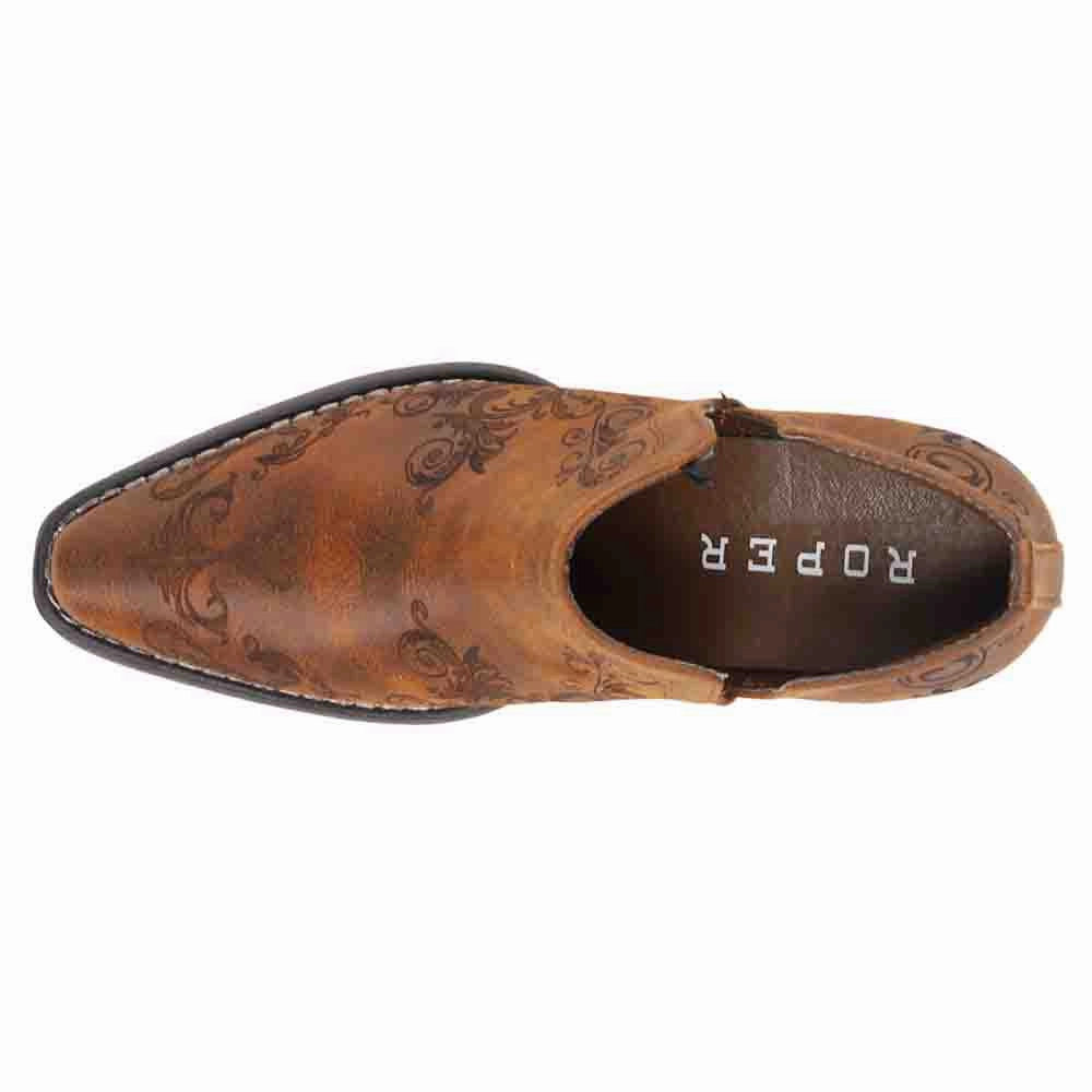 Reflective Safety Details Ava Laser Embossed Snip Toe Cowboy Booties