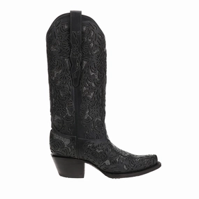 Date Ready London Edge Glitter Tooled Inlay Snip Toe Pull On Cowboy Boots