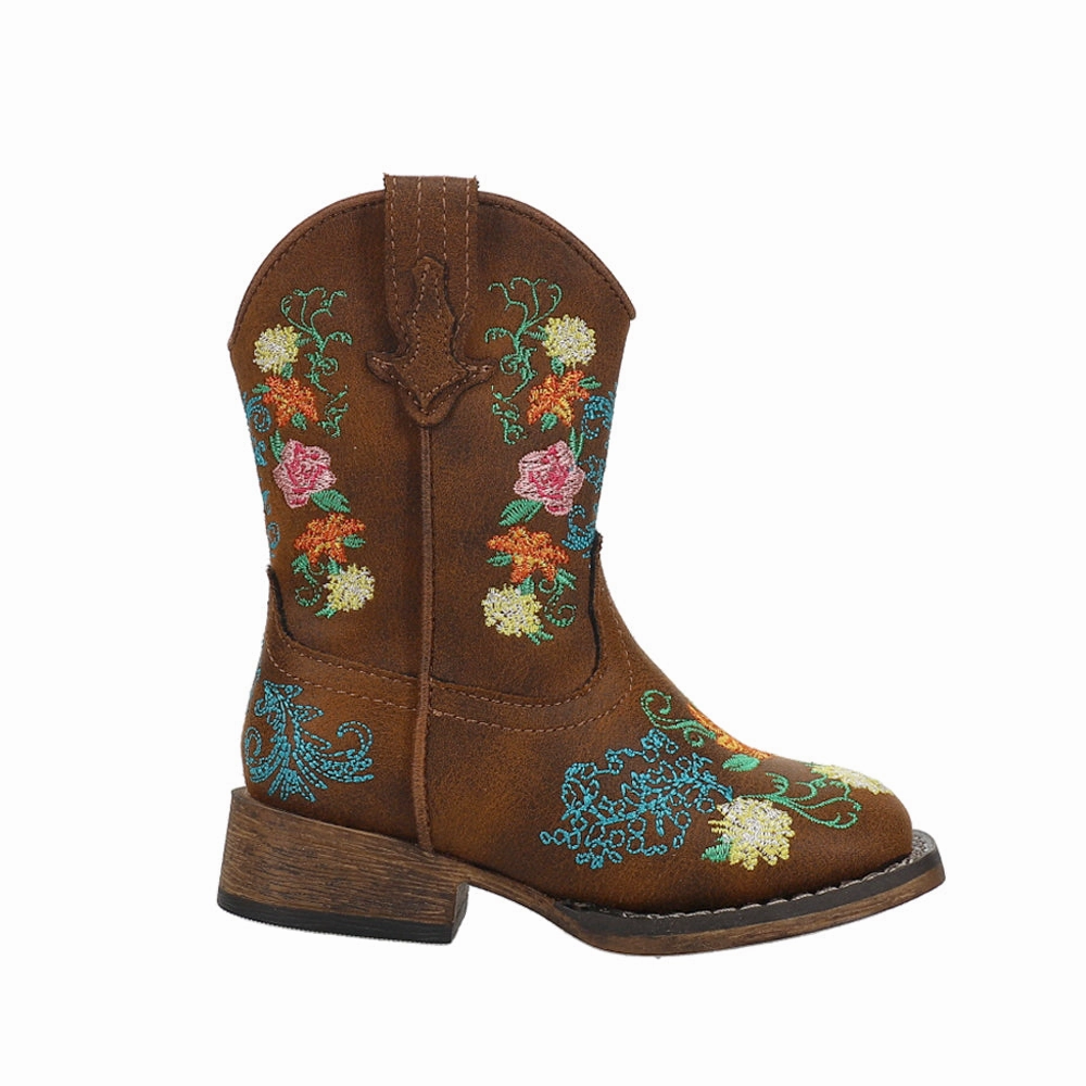 Eco Material Snow Trekker Durable Shell Windy Weather Bailey Floral Square Toe Cowboy Boots (Toddler)