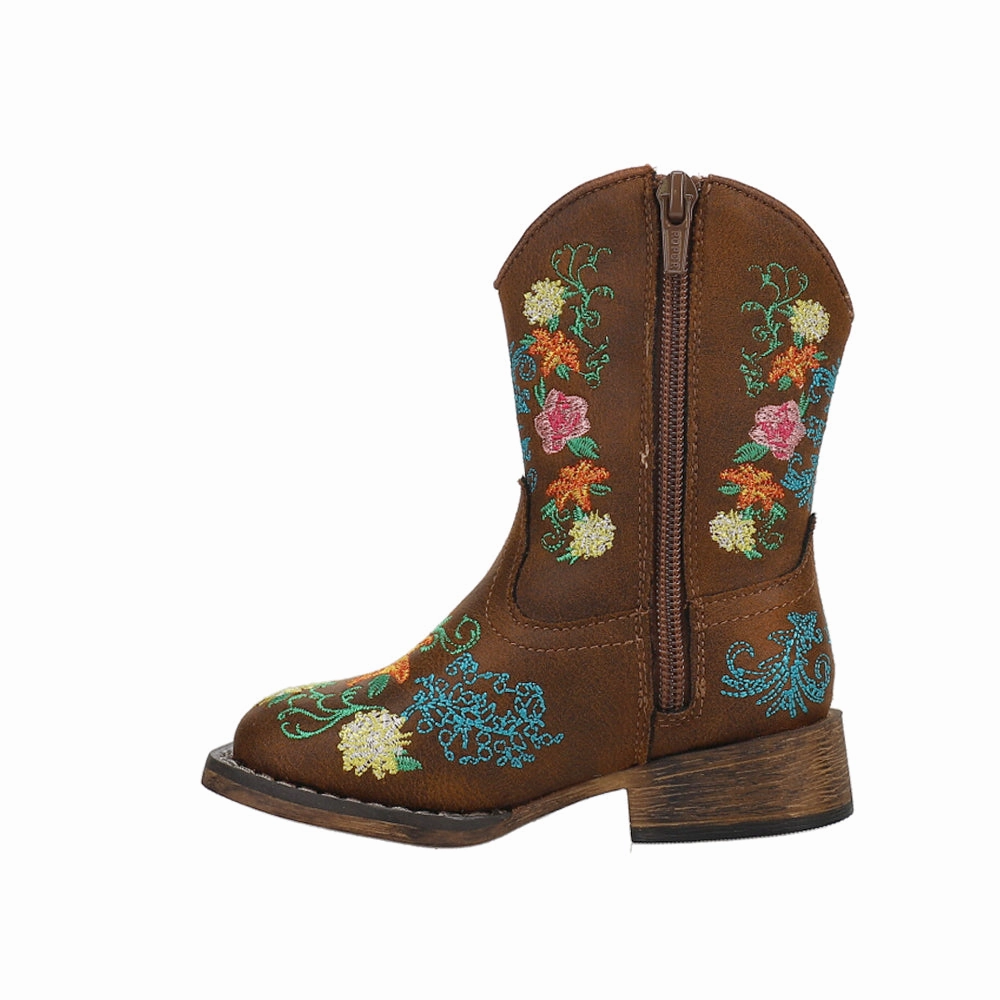 Bailey Floral Square Toe Cowboy Boots (Toddler) Minimal Color