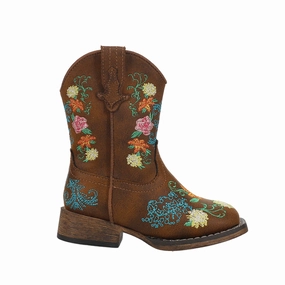Eco Material Snow Trekker Durable Shell Windy Weather Bailey Floral Square Toe Cowboy Boots (Toddler)