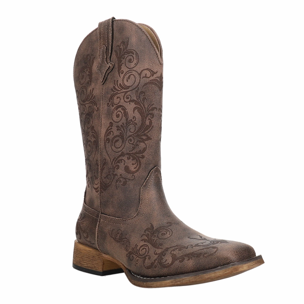 Ergonomic Toe Box Bailey Laser Square Toe Cowboy Boots