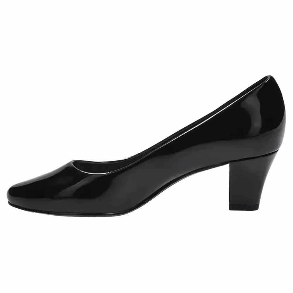 Non Slip Tread Shared Desk Ballari Round Toe Block Heel Pumps