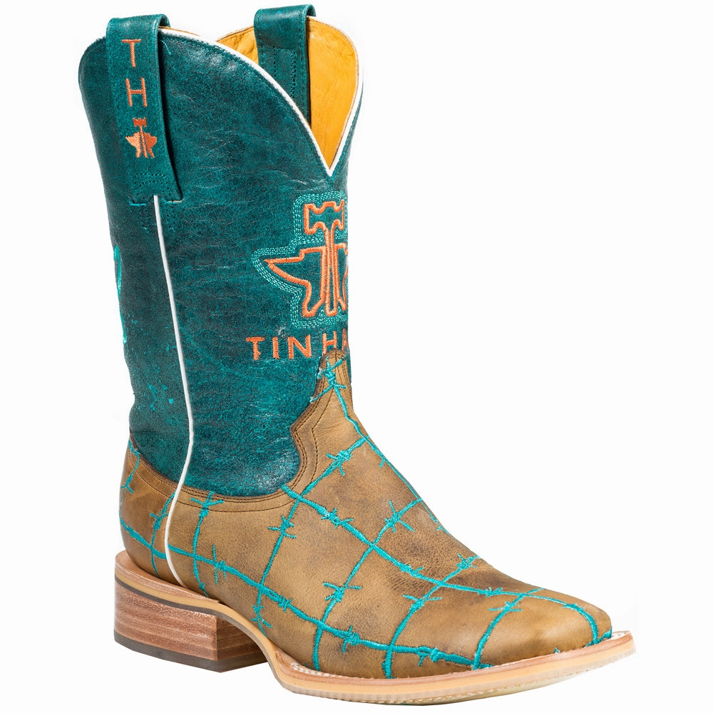 Adventure Ready Breathable Sole Barb Wire Graphic Square Toe Cowboy Boots