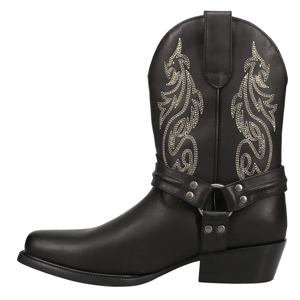 Dragon Embroidered Round Toe Pull On Cowboy Boots ankle - high cyclists