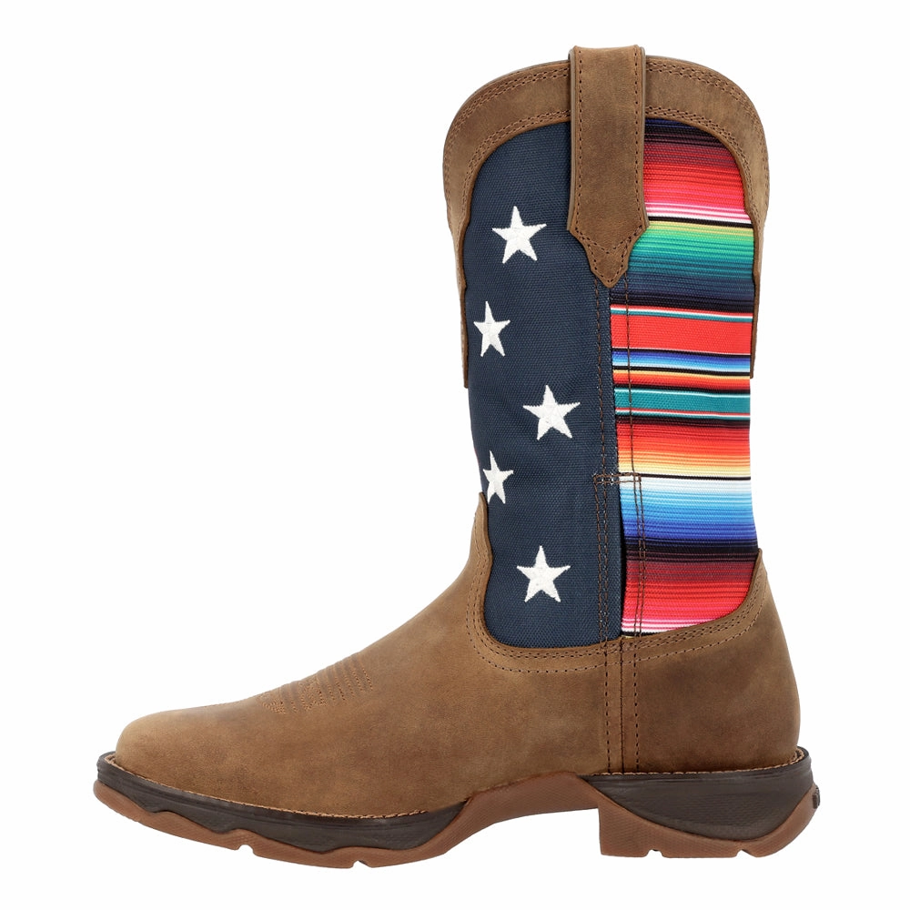 Side zipper Lady Rebel Southwestern Square Toe Cowboy Boots