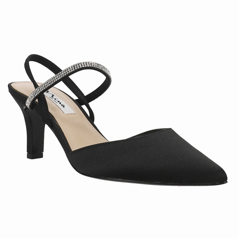 Billie Rhinestone Pointed Toe Slingback Pumps Detail Shade