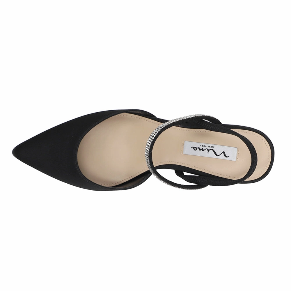 Matte Edge Hero Mode Billie Rhinestone Pointed Toe Slingback Pumps