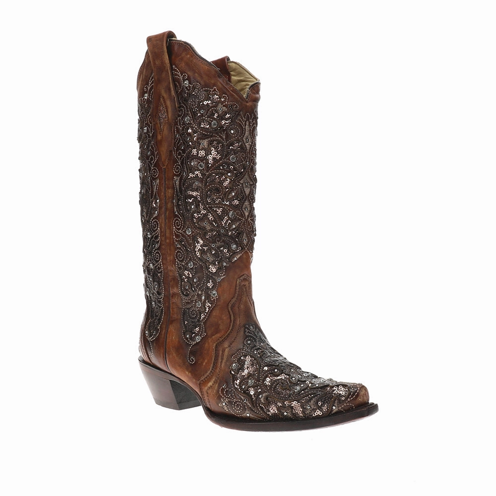 Black Glitter Inlay Floral Overlay With Crystals And Studs Snip Toe Cowboy Boots Feather Light Backcountry Camper