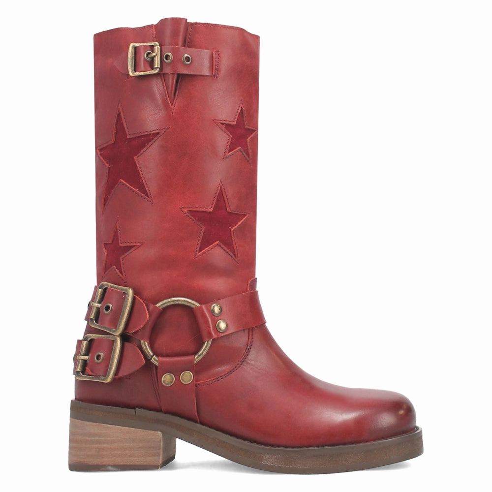 Blacklist Tooled Inlay Round Toe Pull On Motorcycle Boots Odor Control Technology