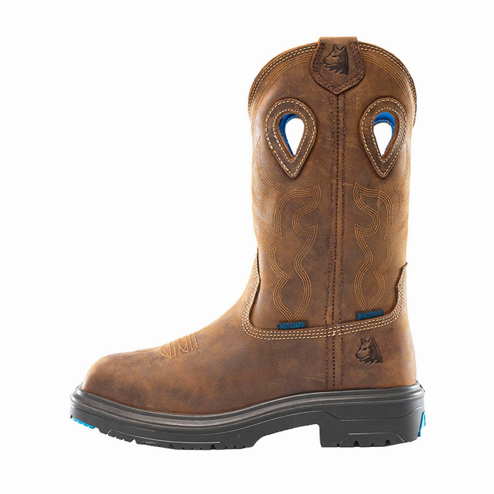 windy - weather Wide Heel Base Blue Heeler 10 Inch Waterproof Steel Toe Work Boots