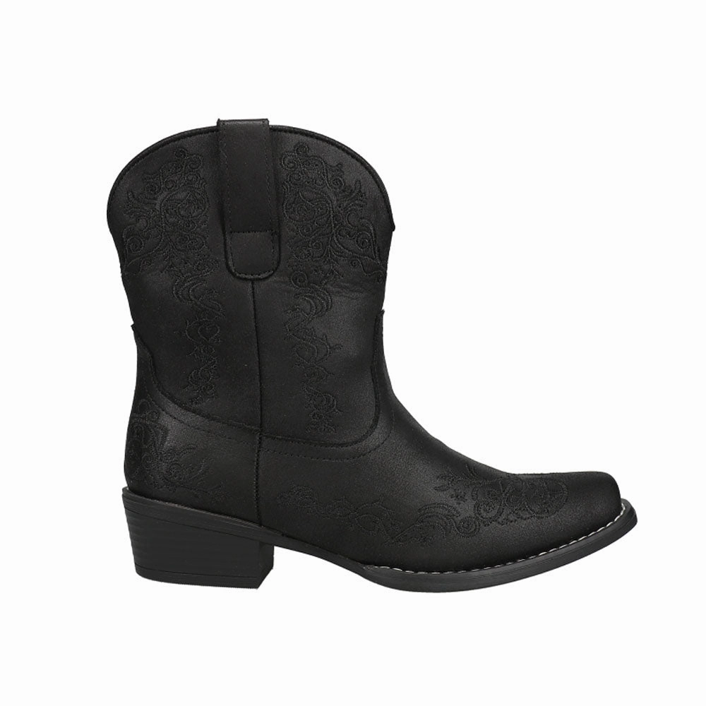 Riley Shorty Scroll Embroidered Snip Toe Cowboy Booties Breathable Rough Trail Hiker Flexible Frame All Day Worker