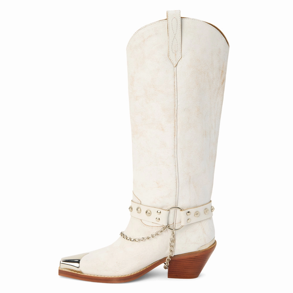 Brazen Studded Snip Toe Cowboy Boots Cushioned Step All Day Wear