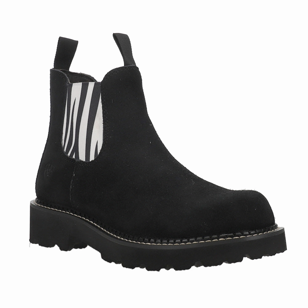 Fatbaby Twin Gore Zebra Print Round Toe Pull On Chelsea Boots Stable Support Rough Terrain