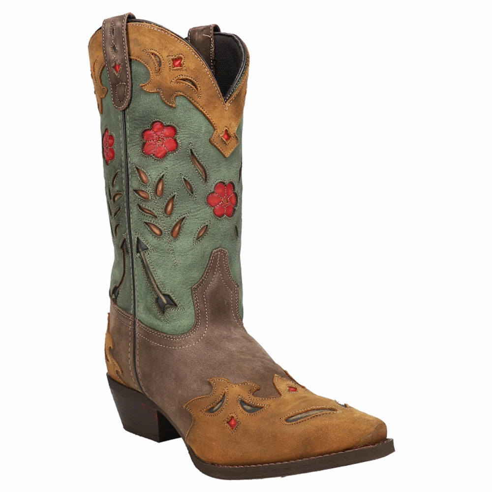 Flexible Frame All Day Worker Dynamic Flex Construction Miss Kate Floral Tooled Inlay Snip Toe Cowboy Boots