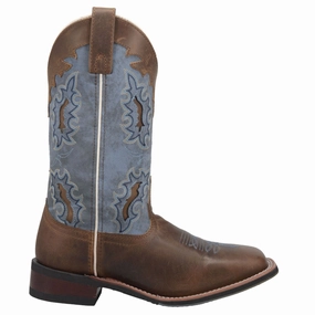 Luggage Ready Sturdy Isla Tooled-Inlay Embroidered Square Toe Cowboy Boots
