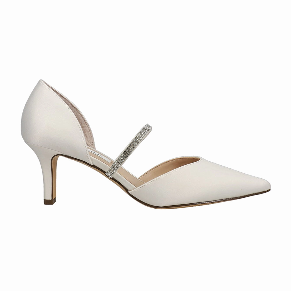 Double Stitch Brystol Rhinestone Pointed Toe Evening Pumps