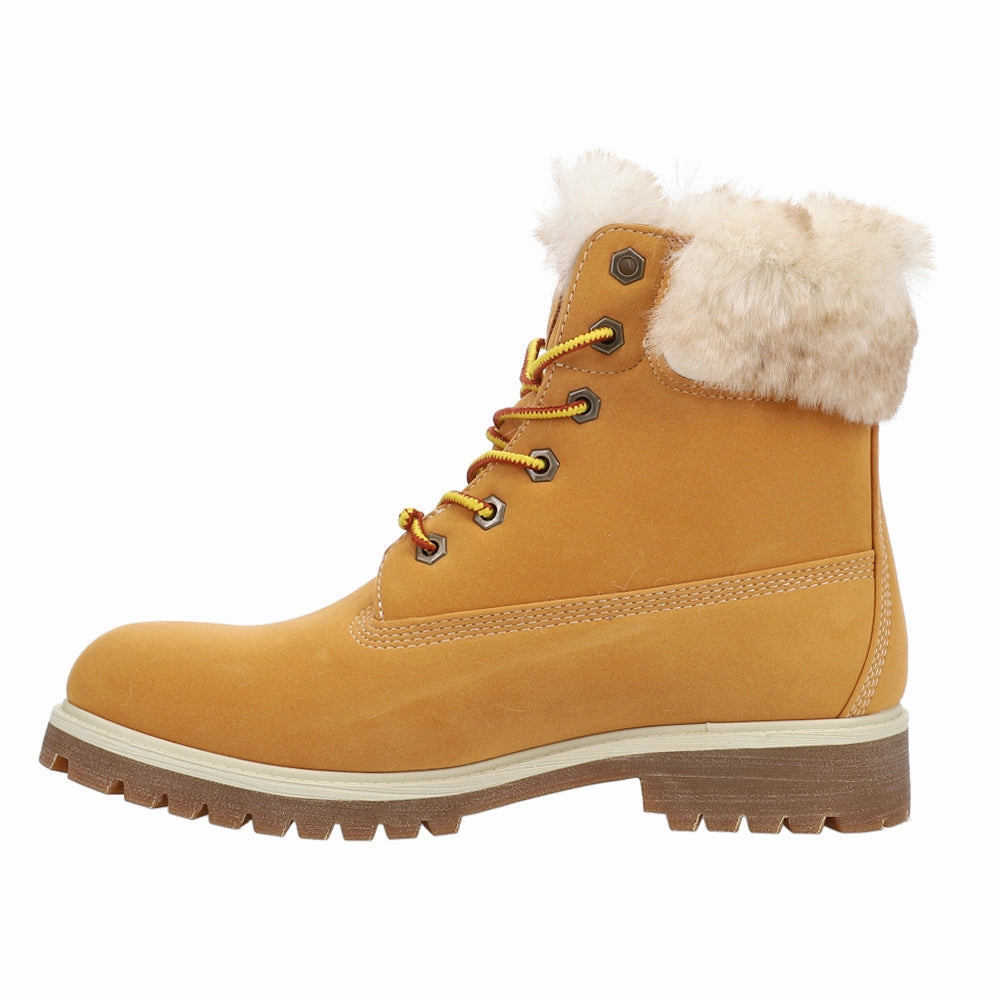 Convoy Faux Fur Round Toe Lace Up Boots Denim Touch Extreme Grip