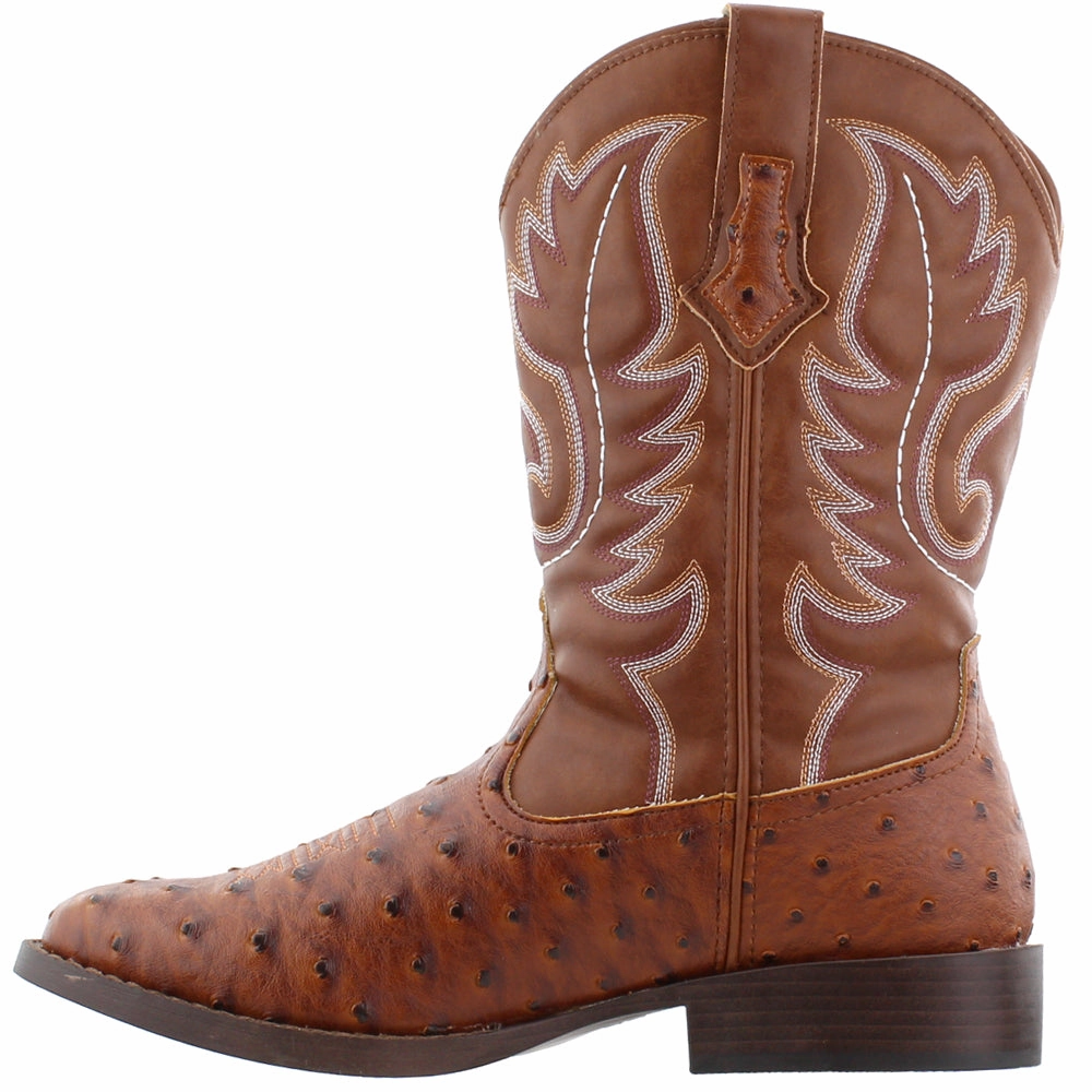special - occasion Bumps Embroidered Square Toe Pull On Cowboy Boots