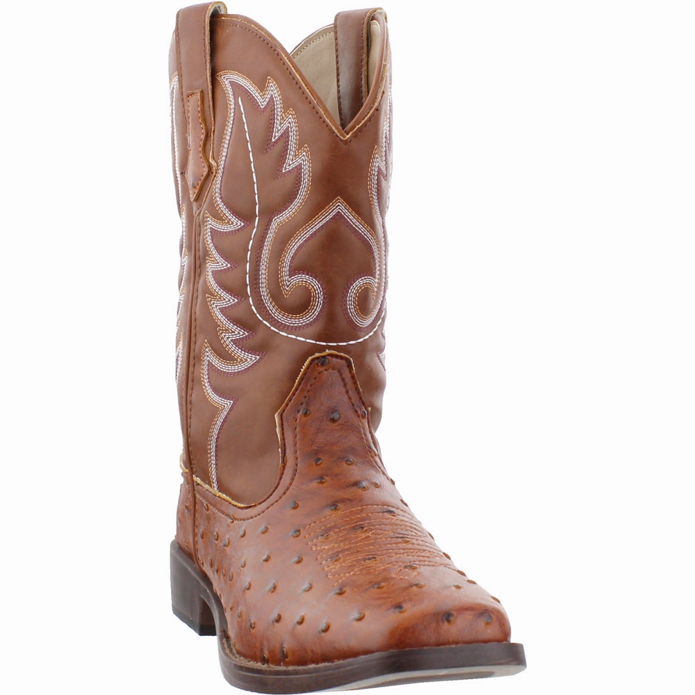 Bumps Embroidered Square Toe Pull On Cowboy Boots Recycled Rubber Base Flexible Construction