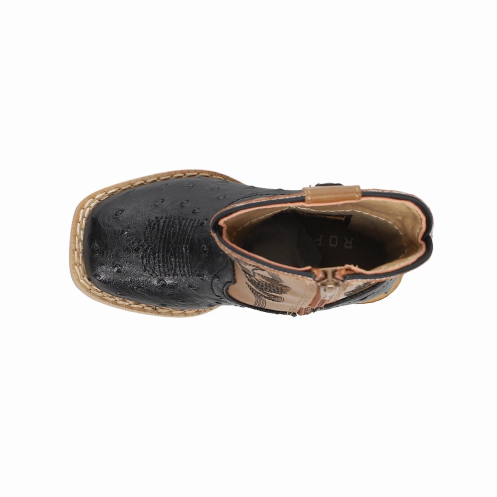 Comfortable Heel Counter Quick Dry Interior Bumps Embroidery Square Toe Cowboy Boots (Toddler)