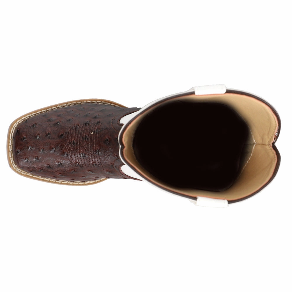 Bumps Faux Ostrich Square Toe Cowboy Boots (Big Kid) Resistant to wear