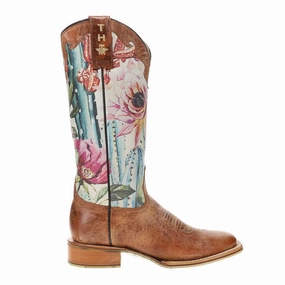 High Traction Stylish Explorer High Traction Outdoor Trek Cactilicious Floral Square Toe Cowboy Boots