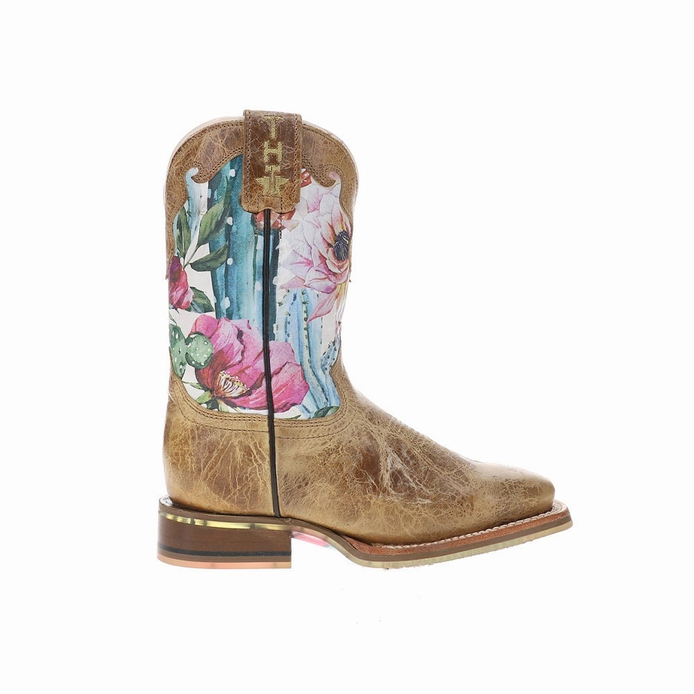 Functional Footwear Cactilicious Square Toe Cowboy Boots (Toddler-Big Kid)