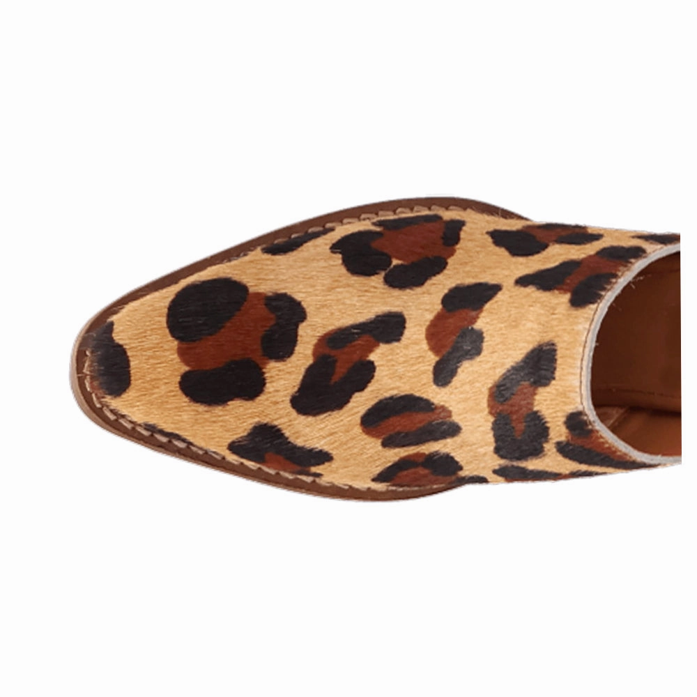 Date Ready Calico Leopard Round Toe Mule Slip On Boots