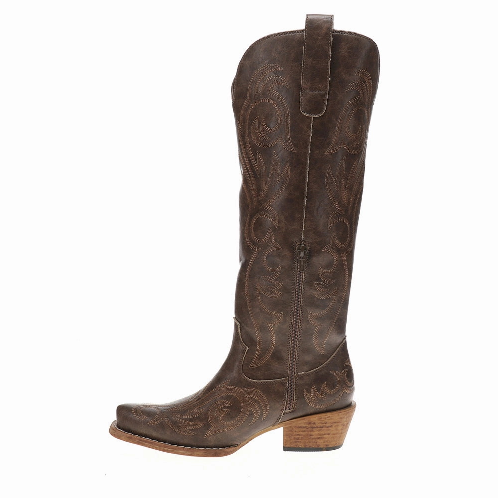 Elastic Ankle Timeless Design Ryder Embroidered Snip Toe Pull On Cowboy Boots