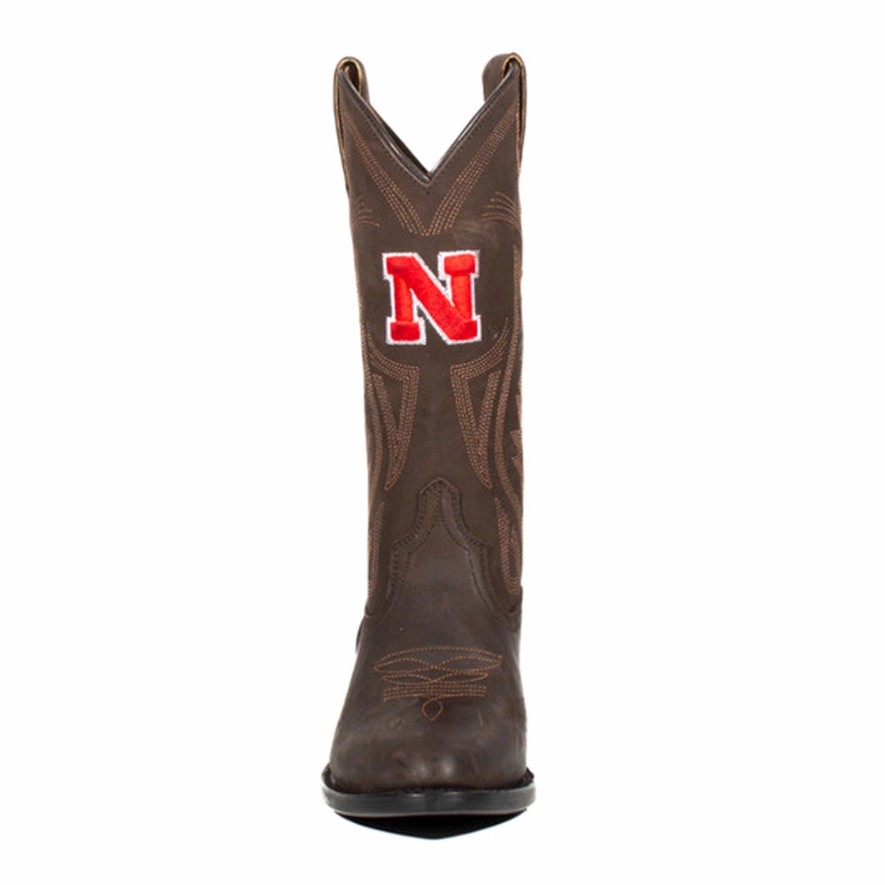 Urban Hiker Tactile Feedback Sole University of Nebraska Embroidered Round Toe Pull On Cowboy Boots