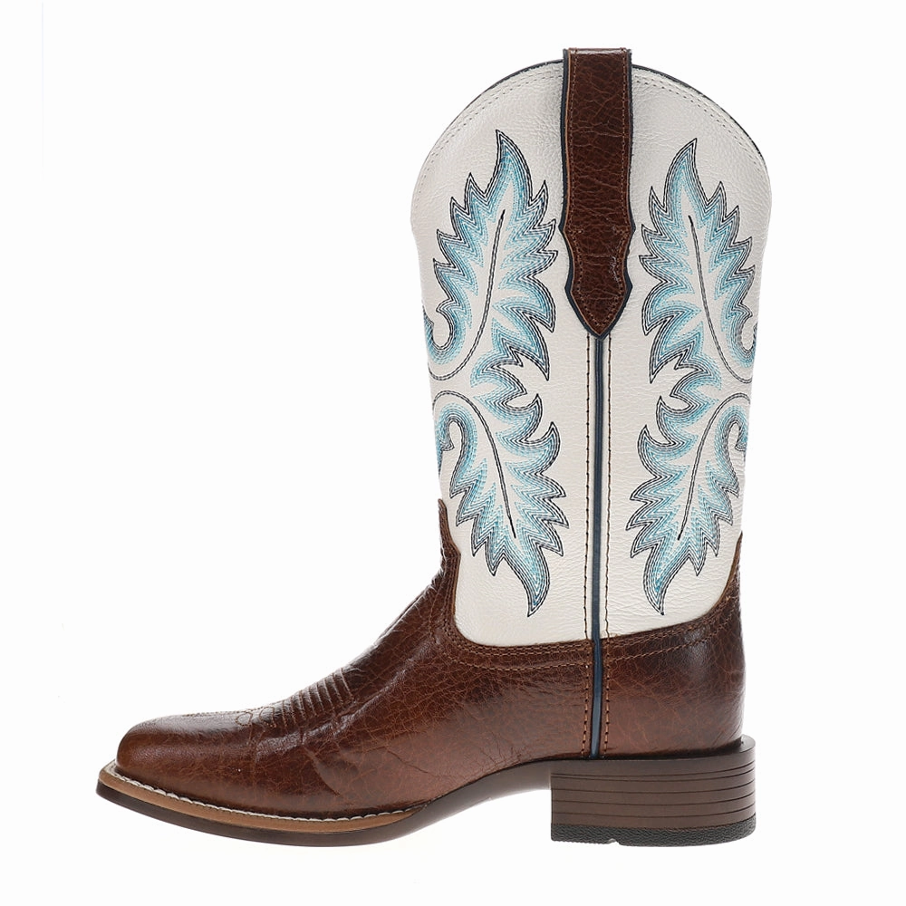 Outdoor Hiking Canyon Point Embroidered Square Toe Pull On Cowboy Boots