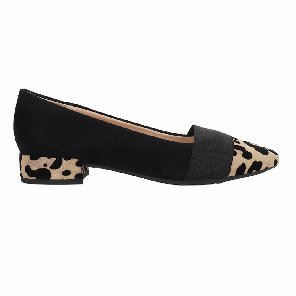 Premium Leather Casta Leopard Pointed Toe Block Heel Pumps