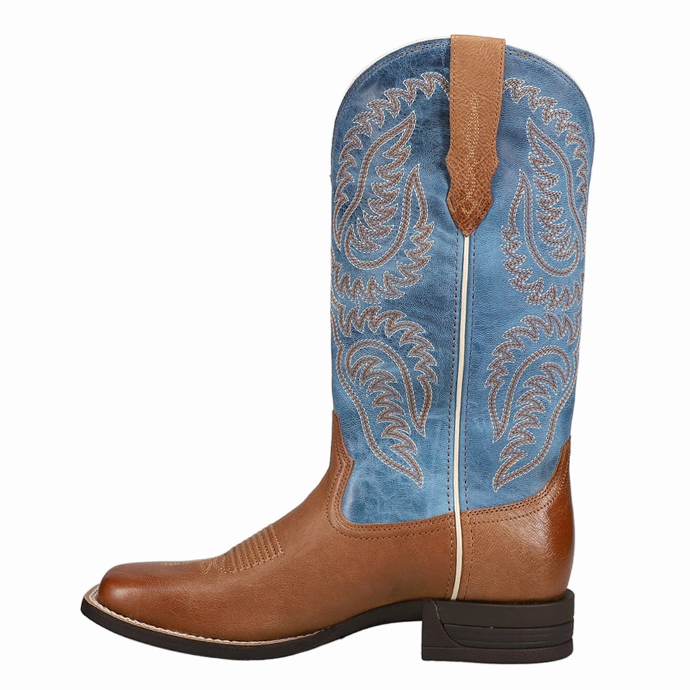 Cattle Caite Stretchfit Embroidered Square Toe Cowboy Boots Thick sole