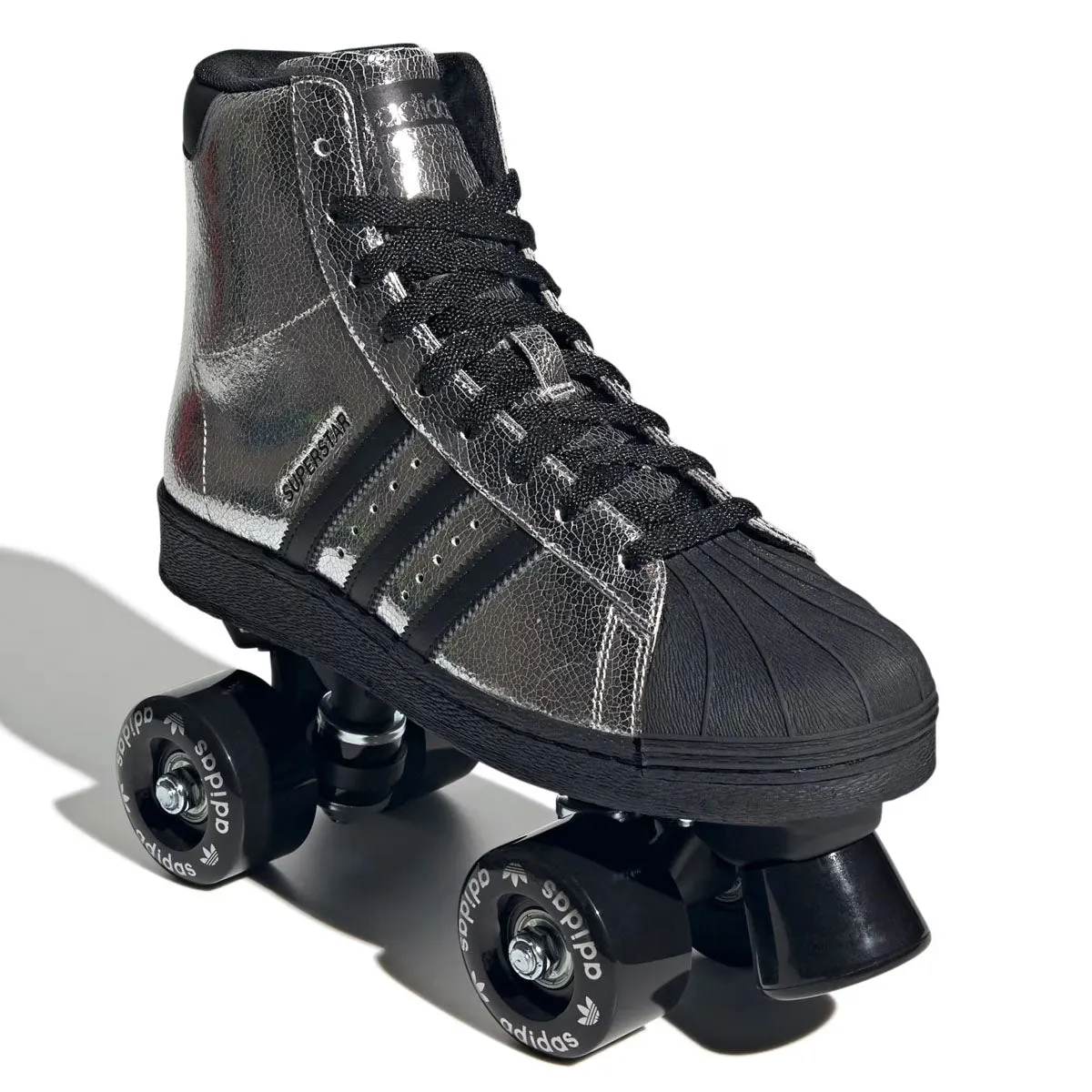 Multidirectional Flex Channels Collapsible Heel Design Wmns Superstar 82 Roller Skates 'Silver Metallic Core Black'