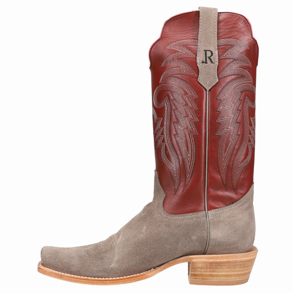 style - level Charcoal Rough Out Embroidered Square Toe Cowboy Boots