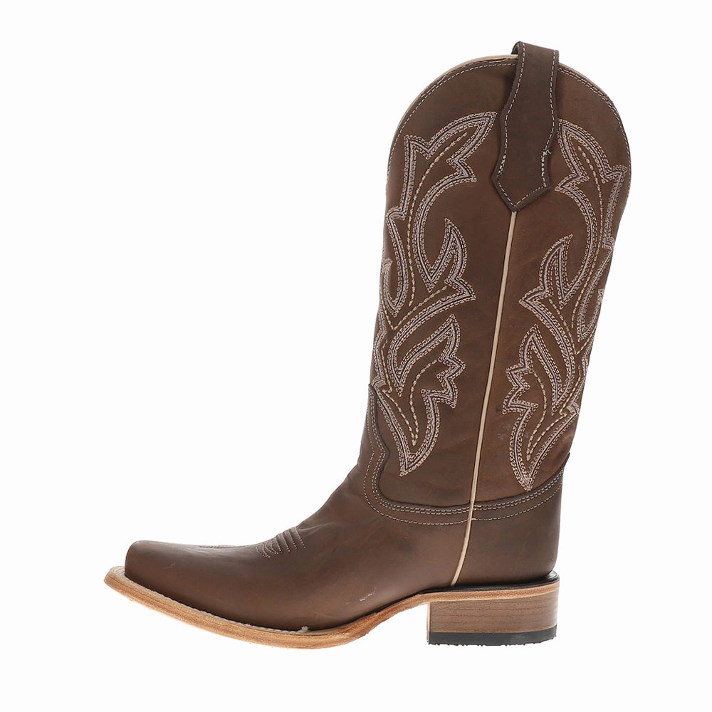 Stable Support Weather Resistant User heel cup Chocolate Wide Embroidered Square Toe Pull On Cowboy Boots