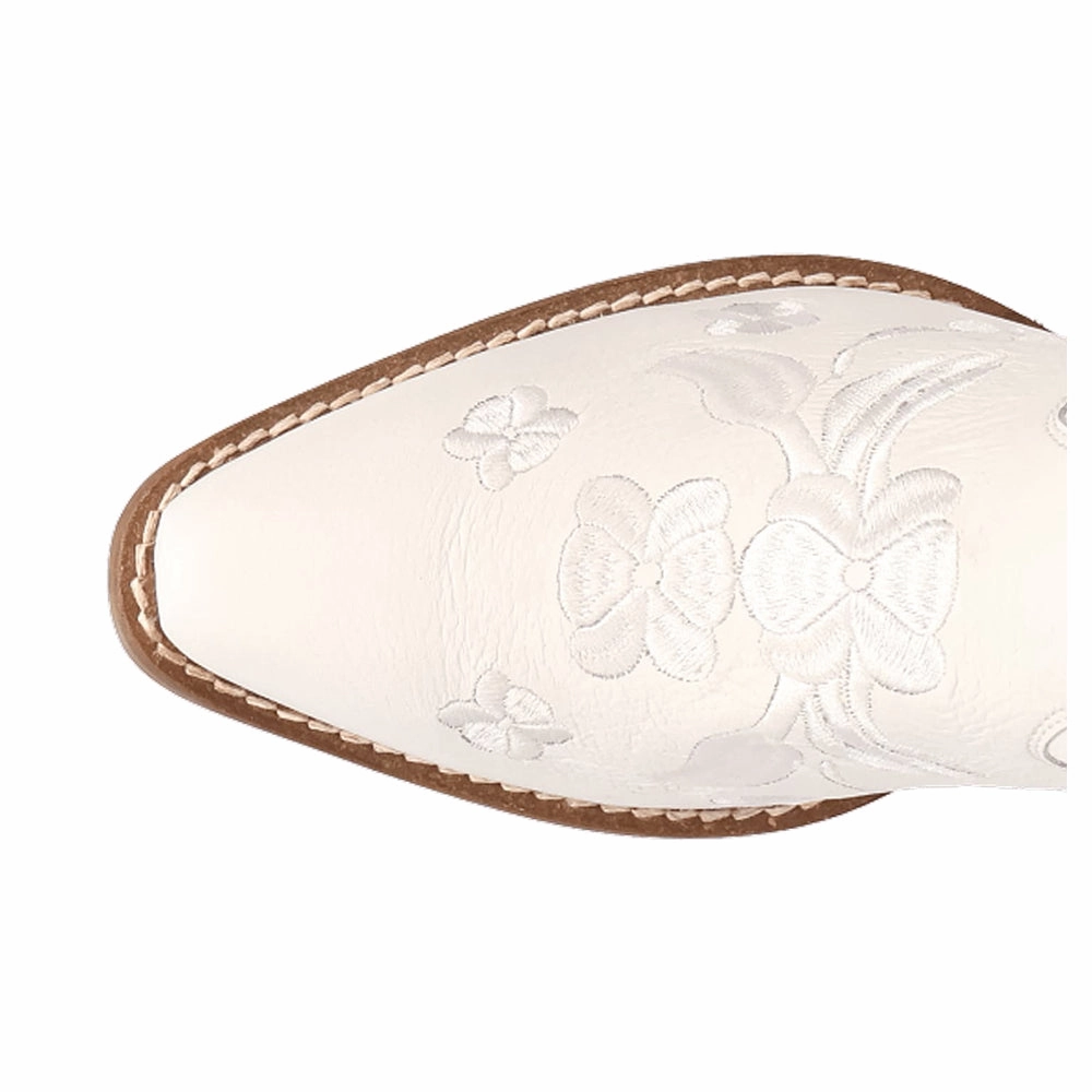 Love Bug Floral Embroidered Snip Toe Cowboy Boots Closed Toe Design