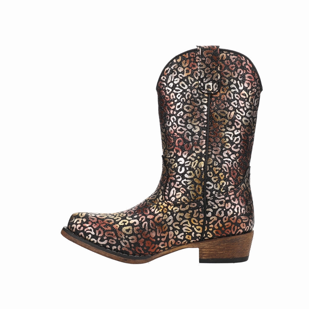 Lace Up Style Riley Leopard Snip Toe Cowboy Boots (Little Kid-Big Kid)