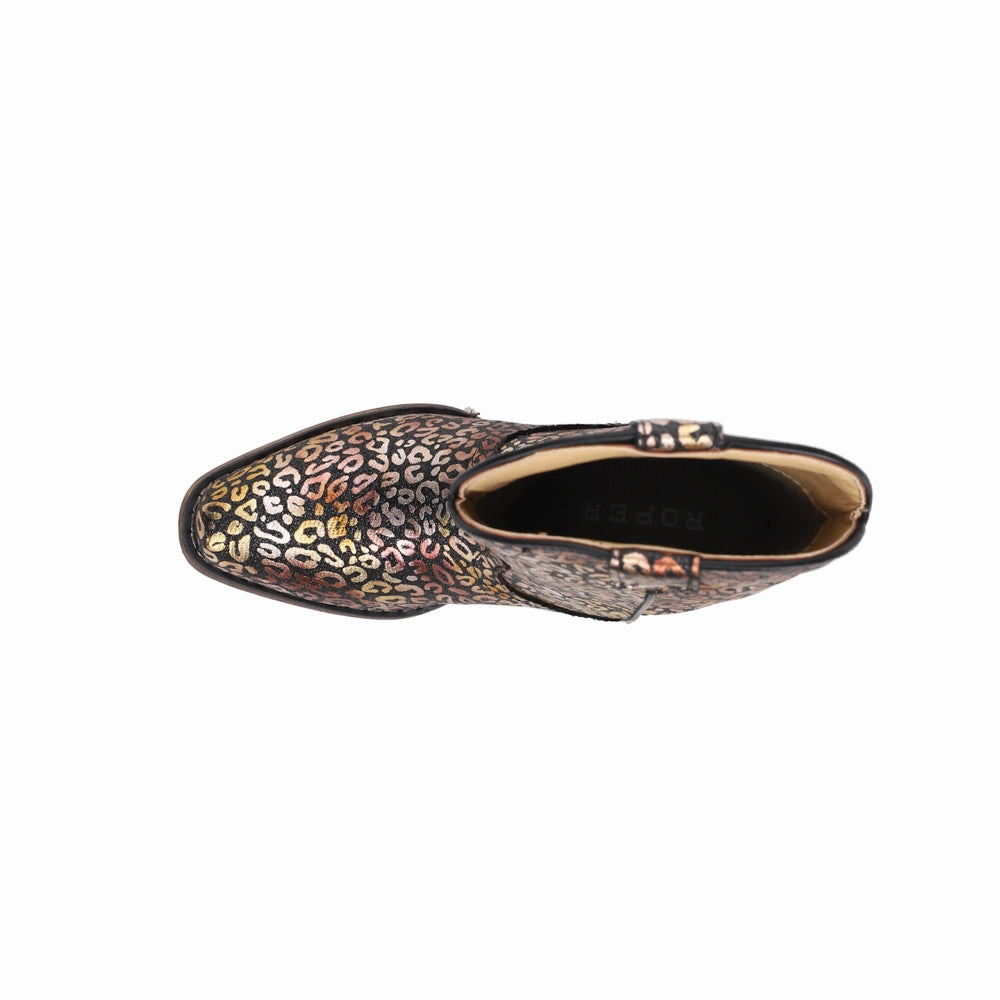 Riley Leopard Snip Toe Cowboy Boots (Little Kid-Big Kid) Support Cushion Padded Interior Backcountry Camper