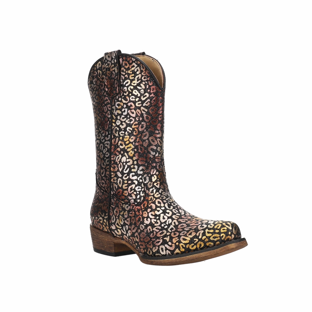 Impact Diffusion Layer Abrasion-resistant Riley Leopard Snip Toe Cowboy Boots (Little Kid-Big Kid)