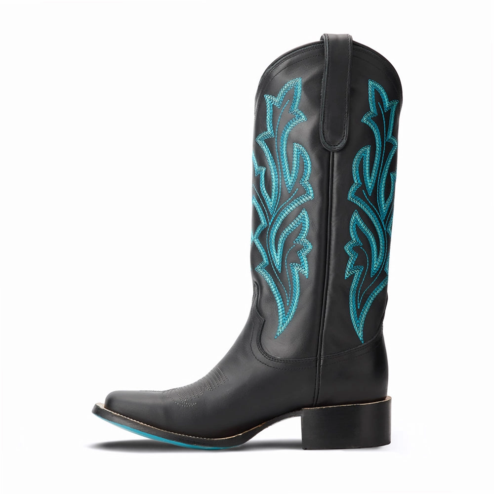 Classic Embroidered Square Toe Cowboy Boot Stylish Protection