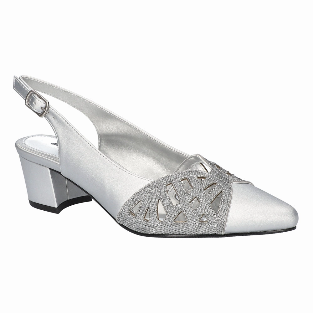 Bizzy Metallic Cut Out Pointed Toe Slingback Pumps Union Pair