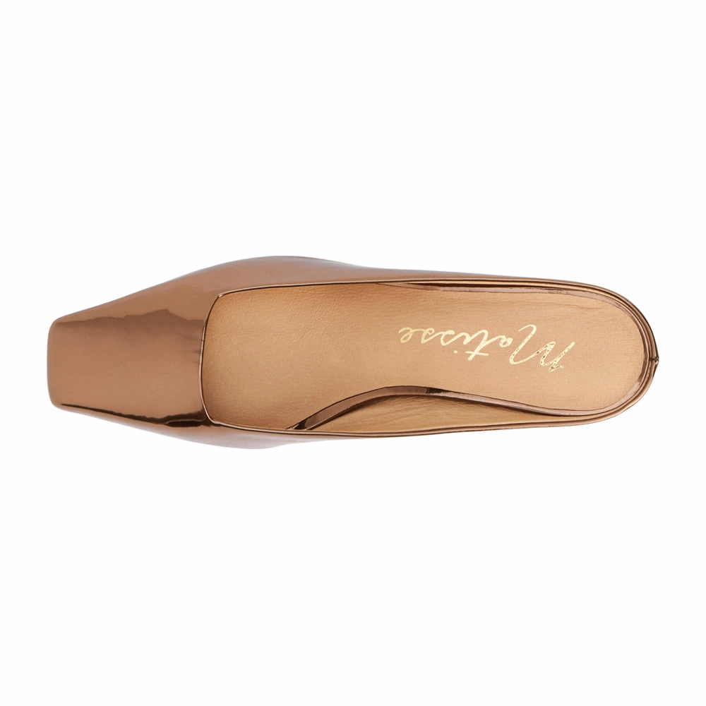 Classy Metallic Square Toe Kitten Heel Mules Euro Style Quick Return