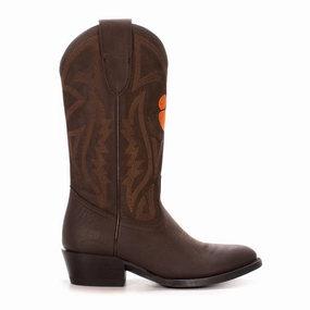 Clemson University Embroidered Round Toe Pull On Cowboy Boots Seamless Comfort Trail Exploration Insulated Adventure Journey