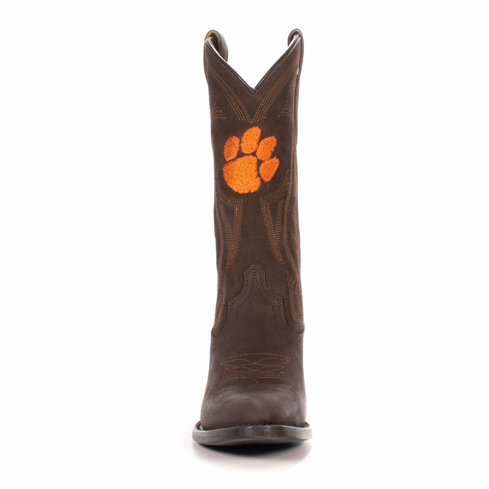 Clemson University Embroidered Round Toe Pull On Cowboy Boots Eco Material Nature Lover Impact Absorbing Heel