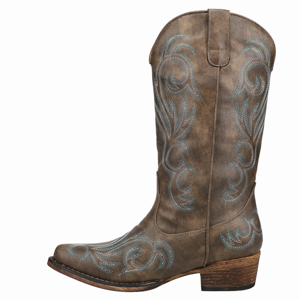 Cushioned Step River Crossing Riley Embroidered Snip Toe Cowboy Boots
