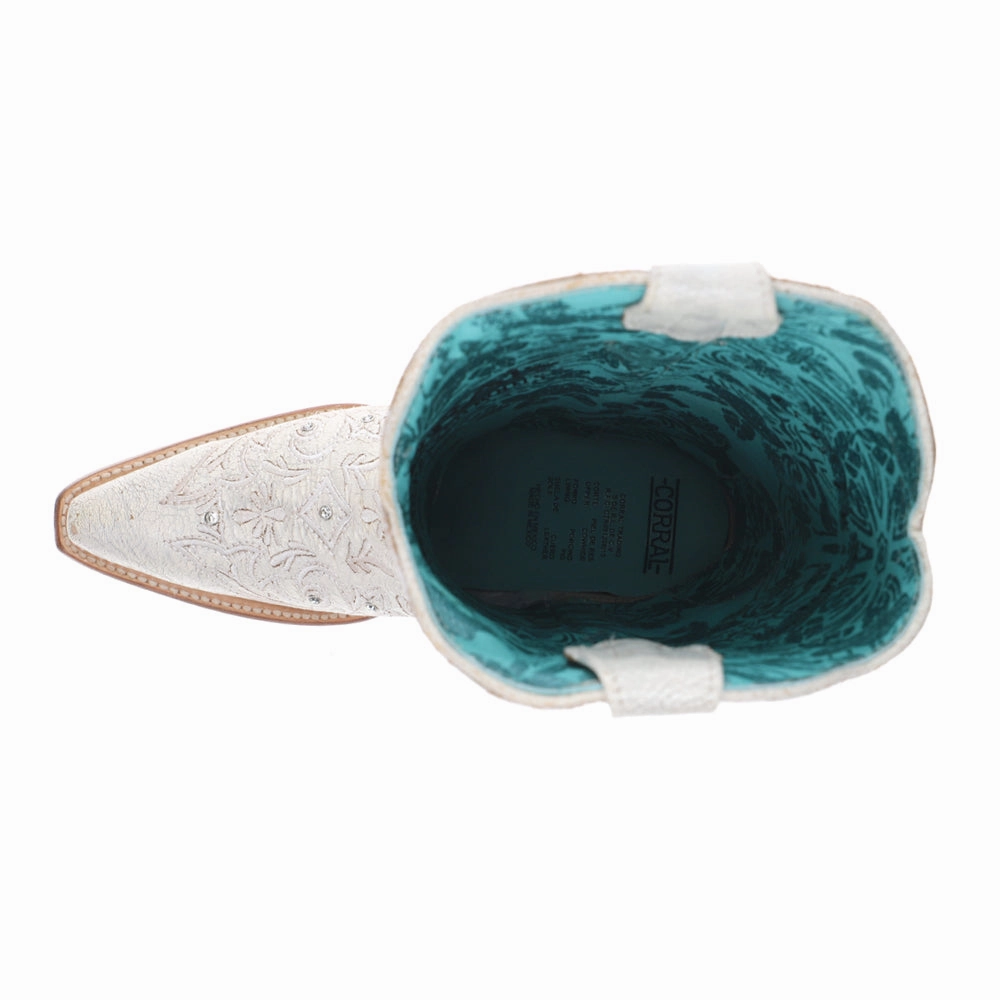 Embroidery And Crystals Snip Toe Bone Cowboy Boots Thermal regulation Comfortable Walk