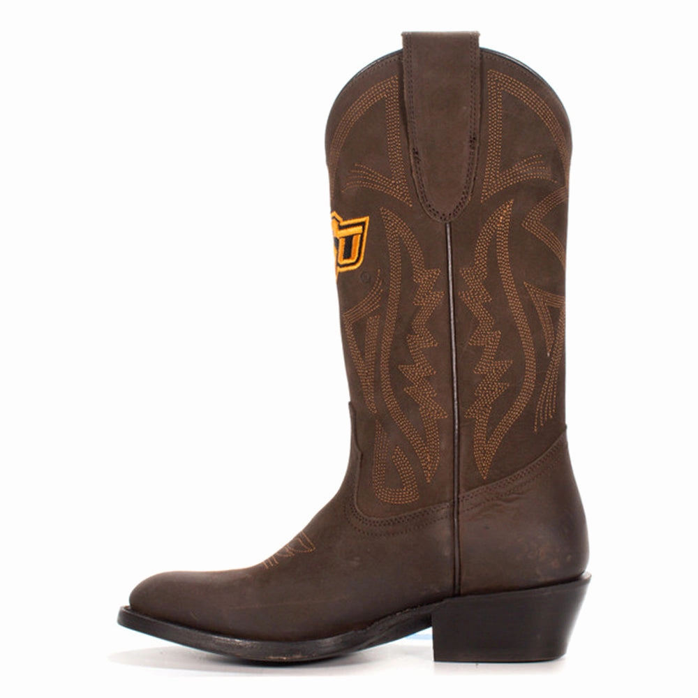 Oklahoma State University Embroidered Round Toe Pull On Cowboy Boots Feather Light Morning Walk