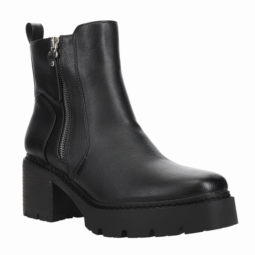 Up To No Good Round Toe Zippered Platform Boots Non Marking Outsole Traction Lug Pattern